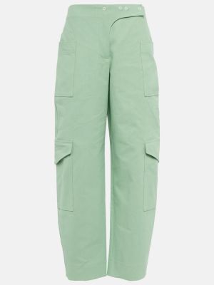 Памучни карго панталони Ganni зелено