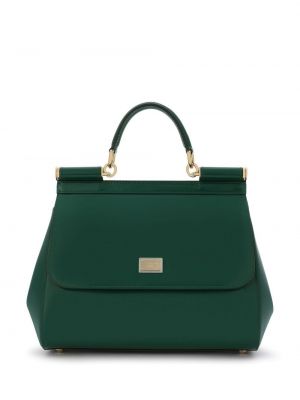Kožená nákupná taška Dolce & Gabbana zelená