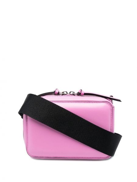 Crossbody väska i läder Ganni rosa