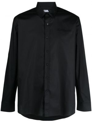 Bombažna srajca z vezenjem Karl Lagerfeld črna