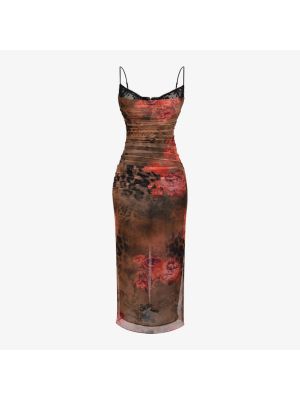 Платье миди Nalini из эластичной сетки с цветочным и леопардовым принтом House Of Cb, printed
