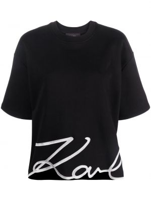 Medvilninis marškinėliai Karl Lagerfeld juoda