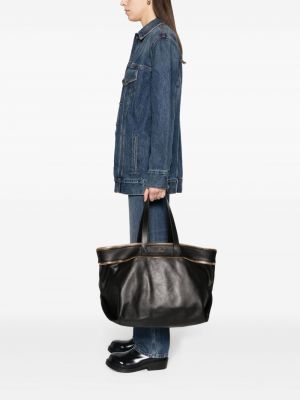 Leder shopper handtasche mit reißverschluss Moschino