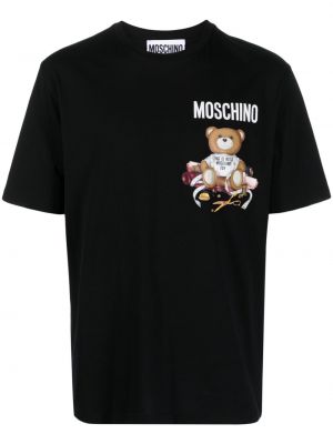 Baskılı pamuklu tişört Moschino siyah