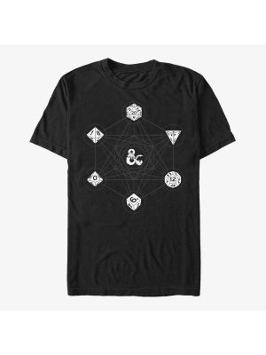 Tričko s geometrickým vzorem Queens černé