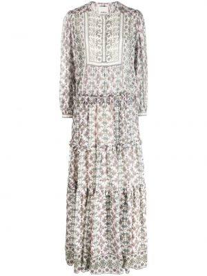 Jedwabne sukienka długa z długim rękawem Isabel Marant - biały