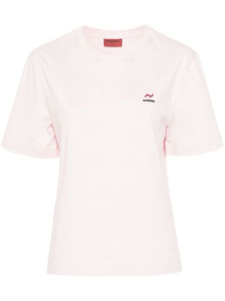 Bavlněné tričko s výšivkou Missoni růžové