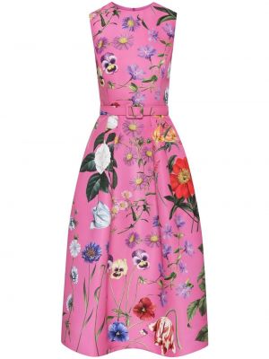 Trykt floral ermeløs dress Oscar De La Renta rosa