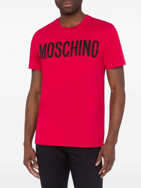 Bavlněné tričko s potiskem Moschino červené