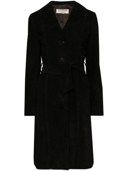 Retro dugi kaput od brušene kože A.n.g.e.l.o. Vintage Cult crna