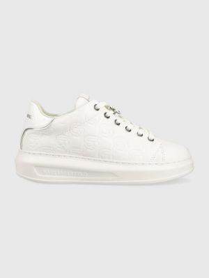 Sneakersy skórzane koronkowe Karl Lagerfeld białe