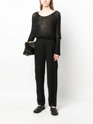Křišťálové hedvábné kalhoty Giorgio Armani černé