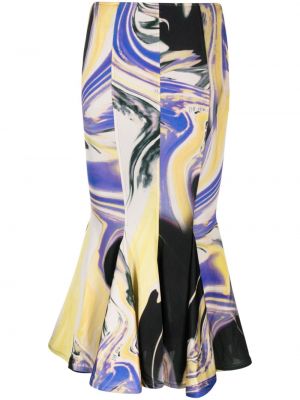 Midi φούστα με σχέδιο με αφηρημένο print The Attico μωβ