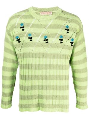 Плетен пуловер Cormio зелено