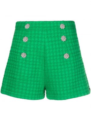 Shorts taille haute en tweed Nissa vert