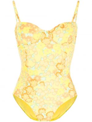 Kvetinové plavky s potlačou Tory Burch žltá