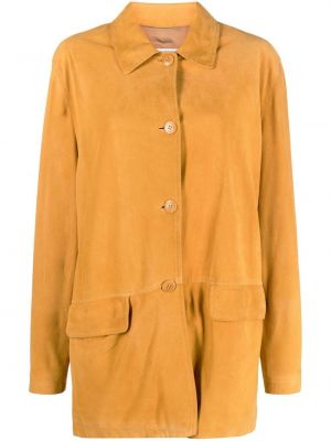 Δερμάτινο παλτό Burberry Pre-owned πορτοκαλί