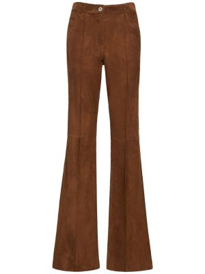 Pantaloni din piele de căprioară Ferragamo maro