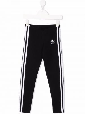 Stripete bomull stretch bukser for jenter Adidas Kids svart