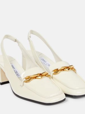 Slingback kiiltonahka nahka avokkaat Jimmy Choo valkoinen