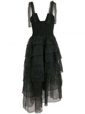 Midi šaty so sieťovinou Olympiah čierna