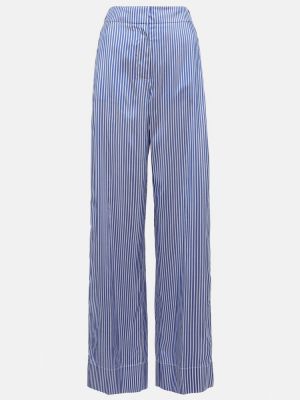 Pruhované hedvábné kalhoty s vysokým pasem Burberry modré