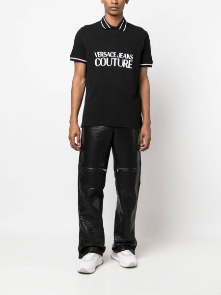Kokvilnas polo krekls ar apdruku Versace Jeans Couture melns