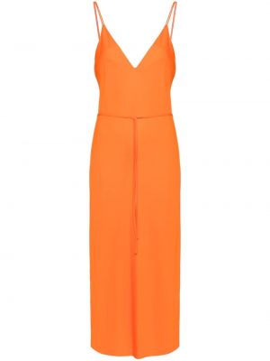 Миди рокля от креп Calvin Klein оранжево