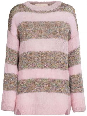 Пуловер бродиран с пайети на райета Marni