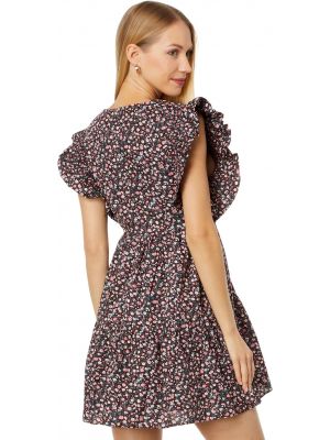 Платье мини в цветочек с принтом English Factory бордовое