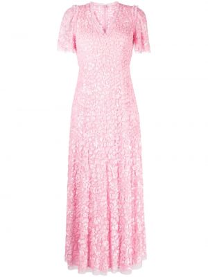 Мини рокля с v-образно деколте Needle & Thread розово