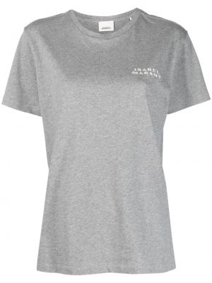 Bavlněné tričko s potiskem Isabel Marant šedé