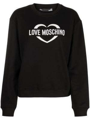 Trykt bomull sweatshirt Love Moschino svart