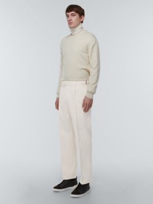 Pantaloni dritti di lana di cotone Zegna beige