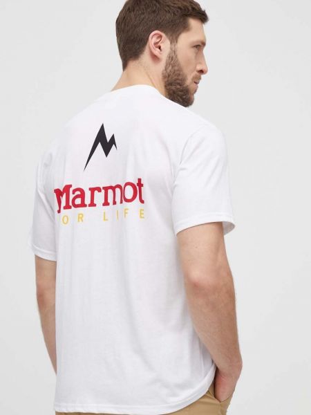Тениска с дълъг ръкав с принт Marmot бяло