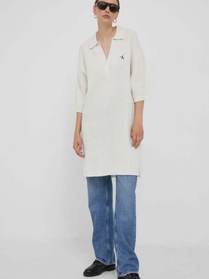 Sukienka mini wełniana oversize Calvin Klein Jeans biała