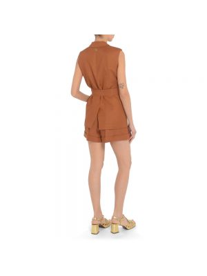 Mini vestido de lino Twinset marrón