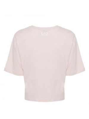 Kokvilnas t-krekls ar izšuvumiem Ea7 Emporio Armani rozā
