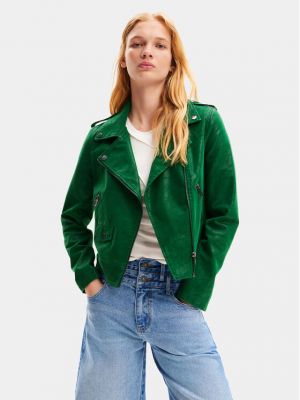 Zelená kožená bunda z imitace kůže Desigual