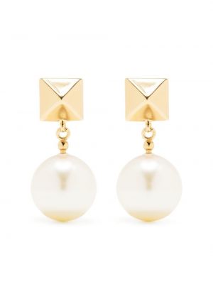 Boucles d'oreilles avec perles à boucle Valentino Garavani blanc