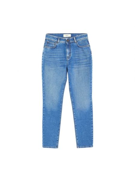 Satynowe jeansy skinny Max Mara Weekend niebieskie