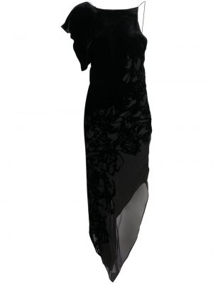 Asymetrické koktejlové šaty Rev černé