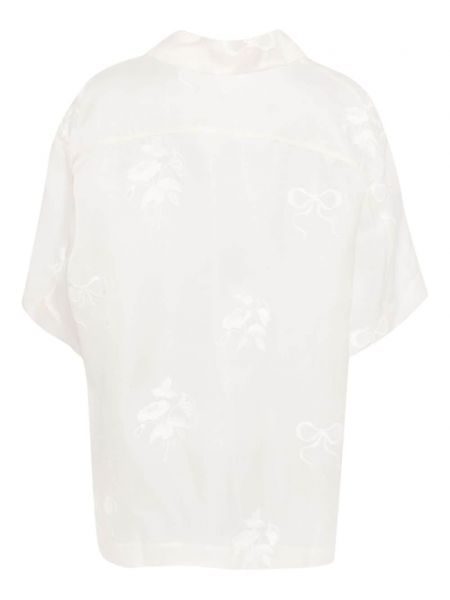 Žakardinė šilkinė marškiniai su lankeliu Caroline Hu balta