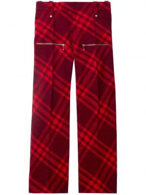 Voľné kockované vlnené nohavice Burberry červená