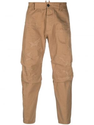 Kalhoty s oděrkami Dsquared2 béžové