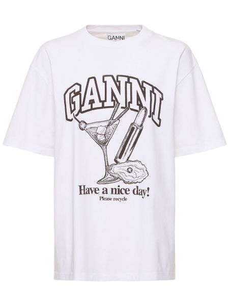 Тениска Ganni бяло