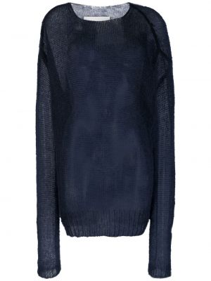 Прозрачен плетен пуловер Ramael синьо
