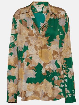Svilena bluza s cvetličnim vzorcem Dries Van Noten zelena