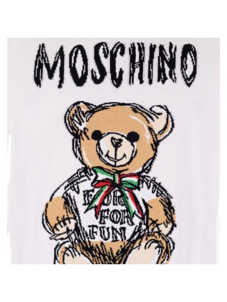Bluza z długim rękawem z okrągłym dekoltem Moschino biała