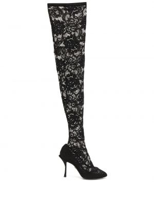 Calzado con tacón de encaje Dolce & Gabbana negro